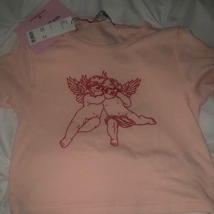Urban outfitters pink angel crop top